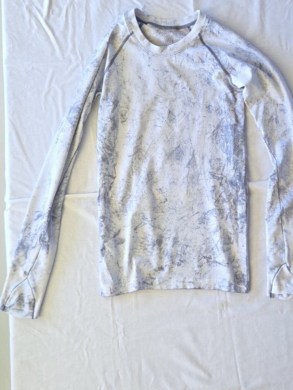 lululemon Swiftly Tech Long Sleeve Size M White Gray Marble Athleisure Yoga